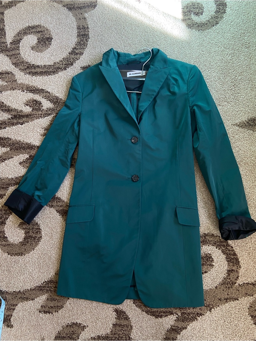 Jil Sander Luxurious Emerald Green Trench Top Coat